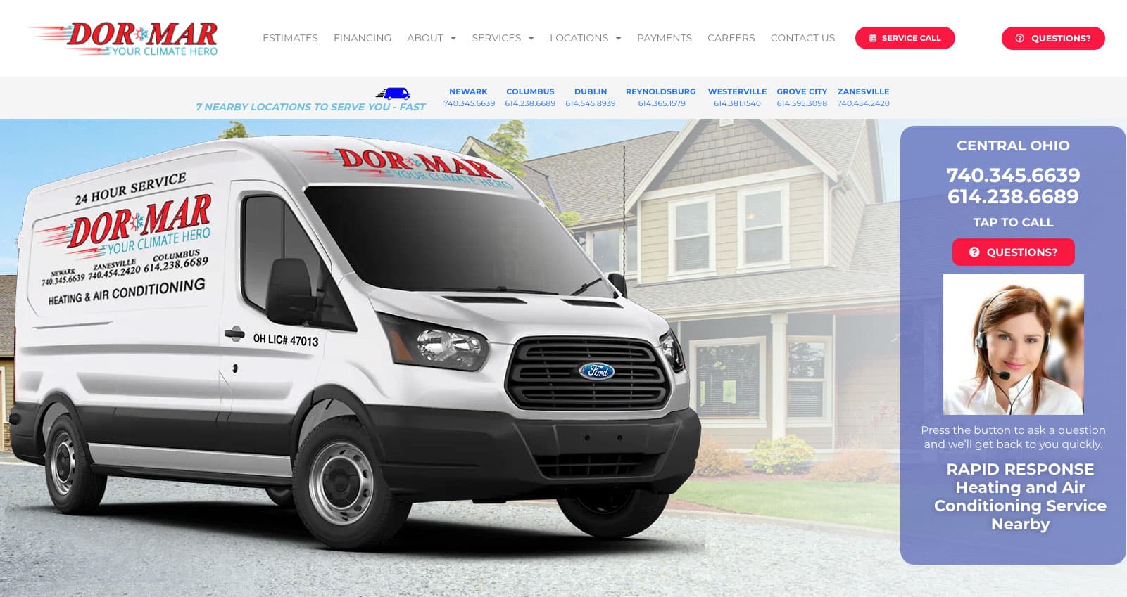 DorMar Heating & Air Conditioning website design project thumbnail